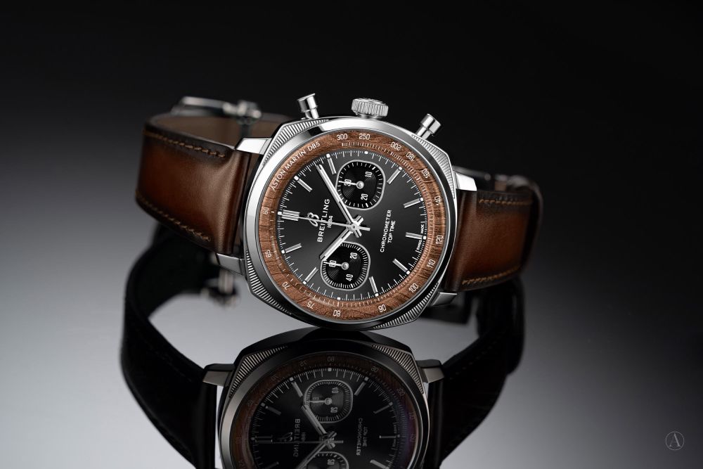 Front view of the Breitling Top Time DB5 Steel & Platinum Edition.