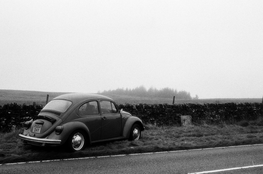 Photograph of a VW Beetle in High Peak.